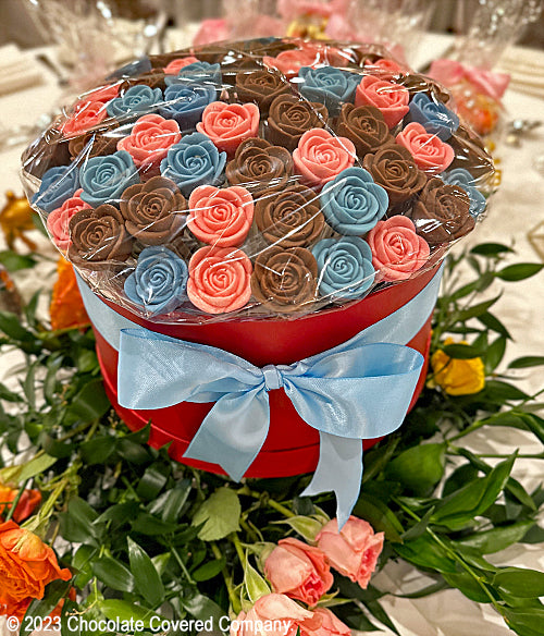 Choco-Petals™ - Chocolate Roses - Serenity Blue and Pink - Chocolate Covered Company®