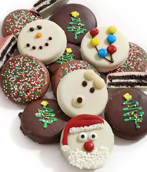 Christmas Fun Decorated Belgian Chocolate Covered Sandwich Cookies Gift - 12pc - Chocolate Covered Company®