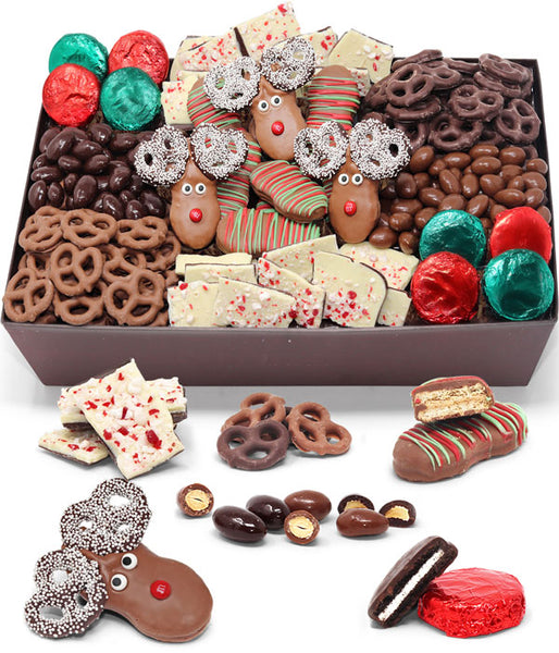 Holiday Favorite Belgian Chocolate Snack Gift Basket Tray - Chocolate Covered Company®