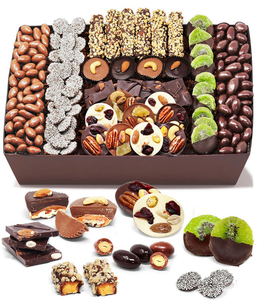 Extravaganza Belgian Chocolate Covered Nut & Dried Fruit Gift Box Basket Tray - Chocolate Covered Company®