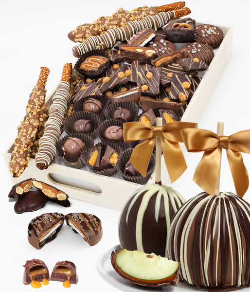 Everything Caramel with Fruit - Apples & Belgian Chocolate Snack Box Gift Basket Tray - Chocolate Covered Company®