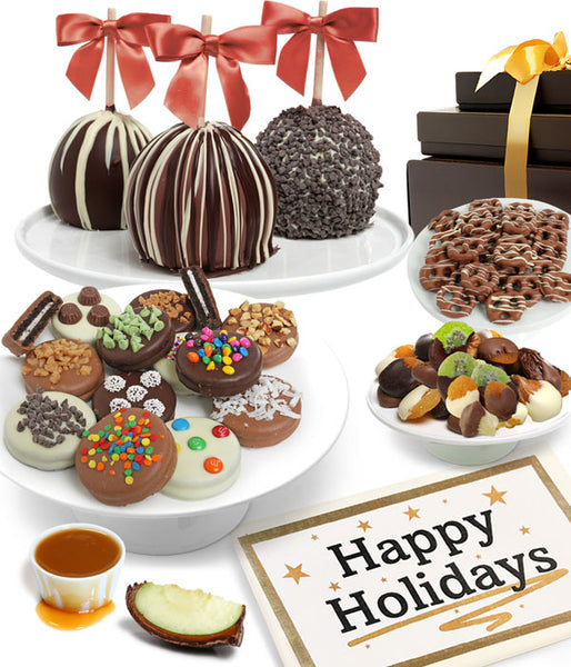 HAPPY HOLIDAYS - Grand Belgian Chocolate Covered Fruit Gift Box - Chocolate Covered Company®