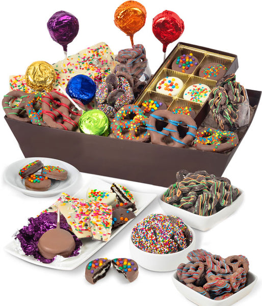 Celebration Belgian Chocolate Covered Gift Basket Tray - Chocolate Covered Company®