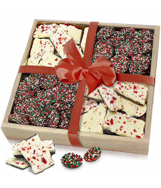 Holiday Belgian Chocolate Bark & Nonpareils Gift Tray - Chocolate Covered Company®