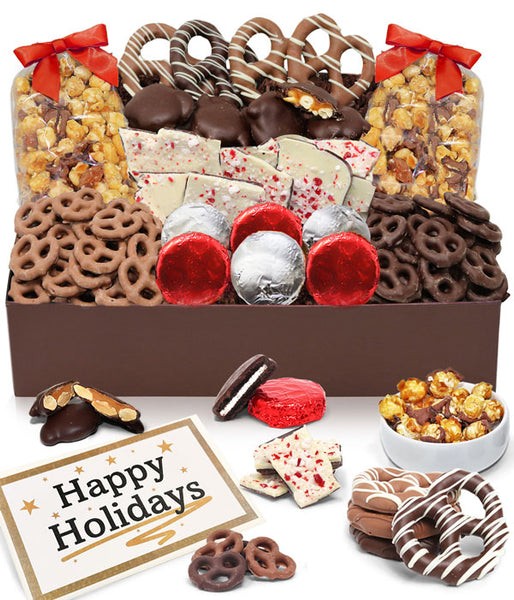 Holiday Sensational Belgian Chocolate Snack Box Gift Basket Tray - Chocolate Covered Company®