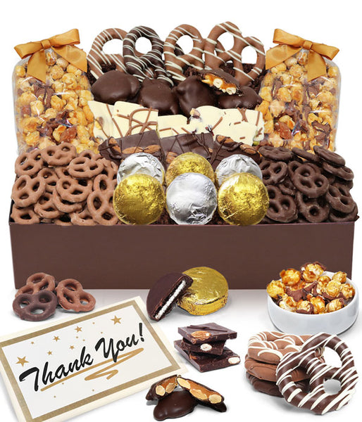 THANK YOU Sensational Belgian Chocolate Snack Gift Box Basket Tray - Chocolate Covered Company®