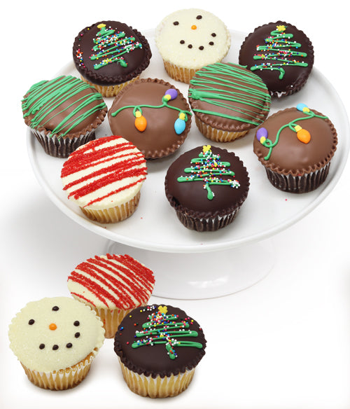 Christmas Belgian Chocolate Covered Cupcakes - 12pc - Chocolate Covered Company®