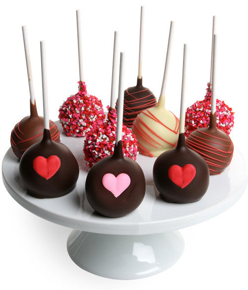 Valentine's Day Belgian Chocolate Dipped Cake Pops - 12pc - Chocolate Covered Company®