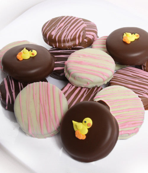 Baby Girl Belgian Chocolate-Dipped Sandwich Cookies Gift - 12pc - Chocolate Covered Company®