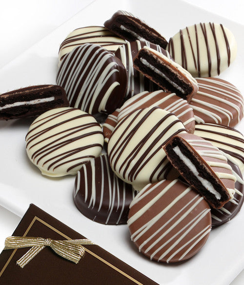 Classic Drizzled Belgian Chocolate-Dipped Sandwich Cookies Gift - 12pc - Chocolate Covered Company®