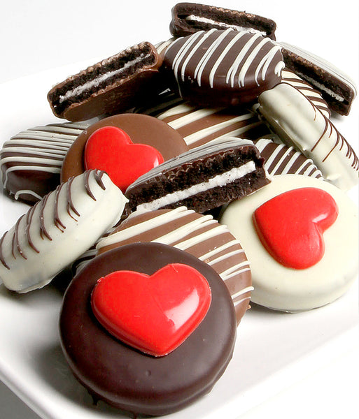 Valentine's Day - Decorated Belgian Chocolate-Dipped Sandwich Cookies Gift - 12pc - Chocolate Covered Company®