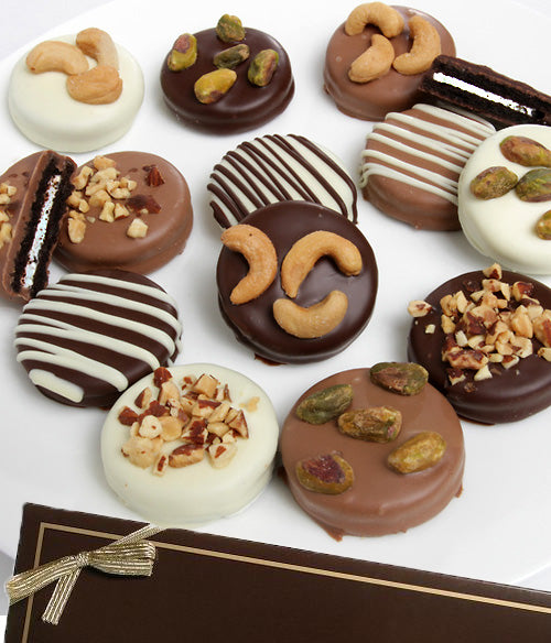 Nut Lover's Belgian Chocolate-Dipped Sandwich Cookies Gift - 12pc - Chocolate Covered Company®