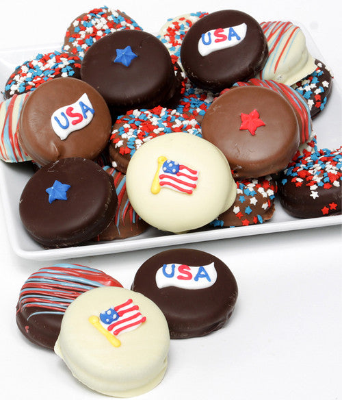 Patriotic Belgian Chocolate-Dipped Sandwich Cookies Gift - 12pc - Chocolate Covered Company®