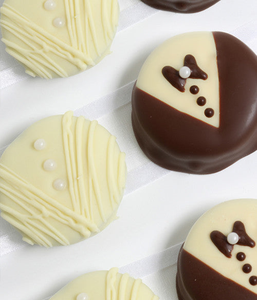 Bride & Groom Belgian Chocolate-Dipped Sandwich Cookies Gift - 12pc - Chocolate Covered Company®