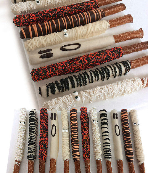 Mummy Halloween Chocolate Covered Pretzel Rods - 12pc - Chocolate Covered Company®