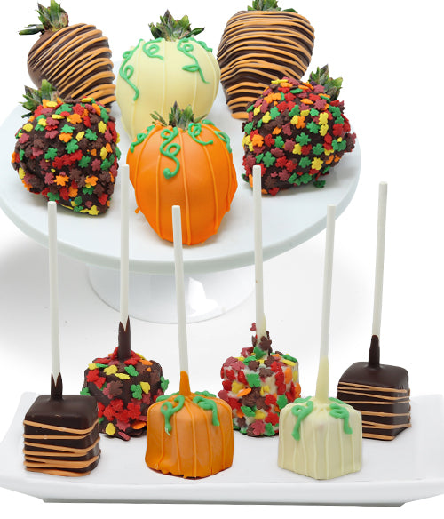 Fall Chocolate Covered Strawberries & 6 Mini-Cheesecake Pops - 12pc - Chocolate Covered Company®