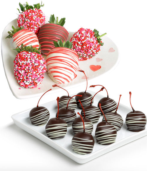 Valentine's Day Belgian Chocolate Covered Strawberries & Cherries - Chocolate Covered Company®